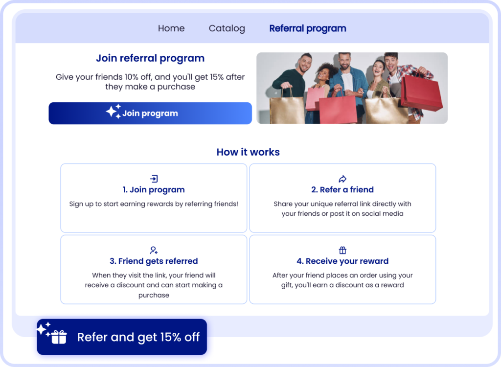Referral landing page