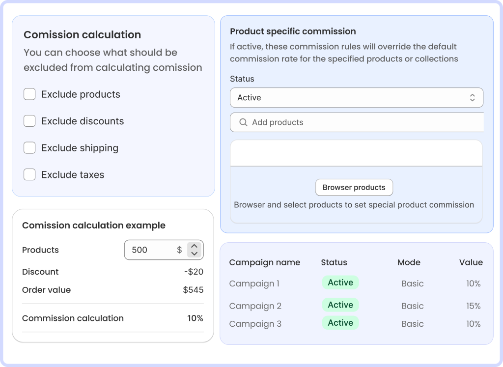 Setup affiliate program in BLOOP