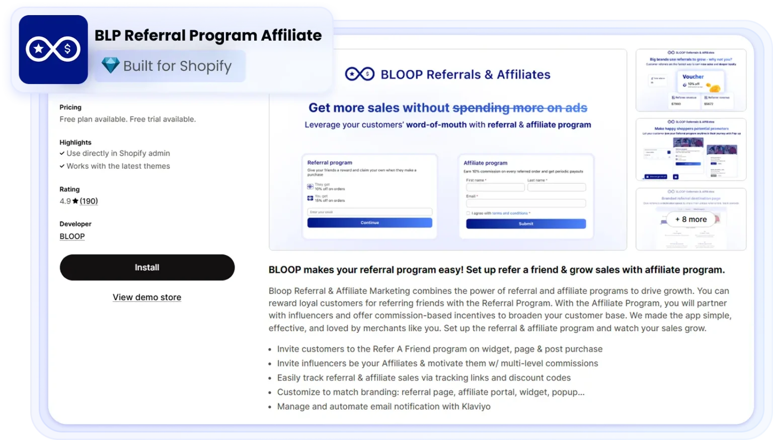 Install BLOOP from the Shopify App Store