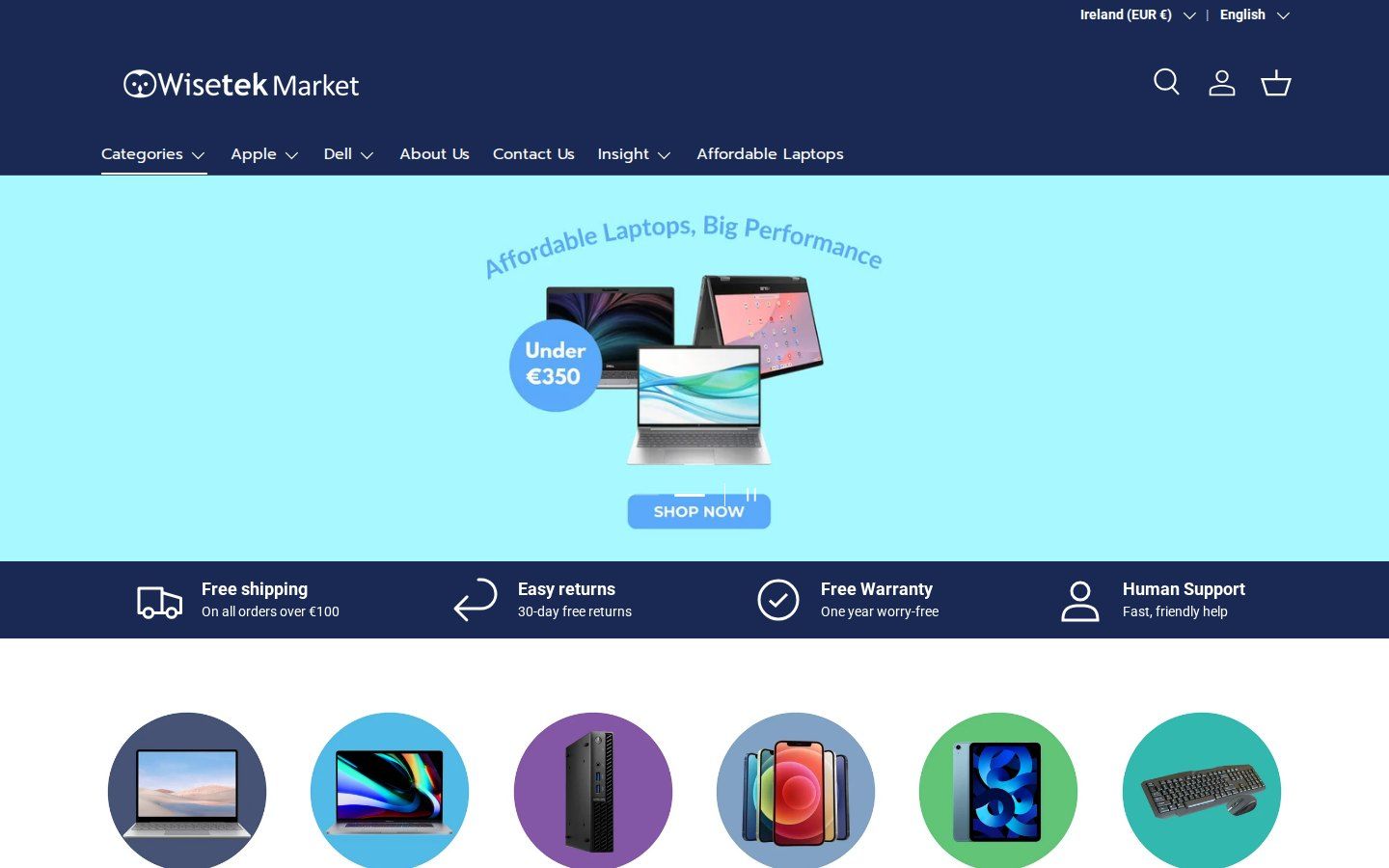 wisetekstore.com homepage