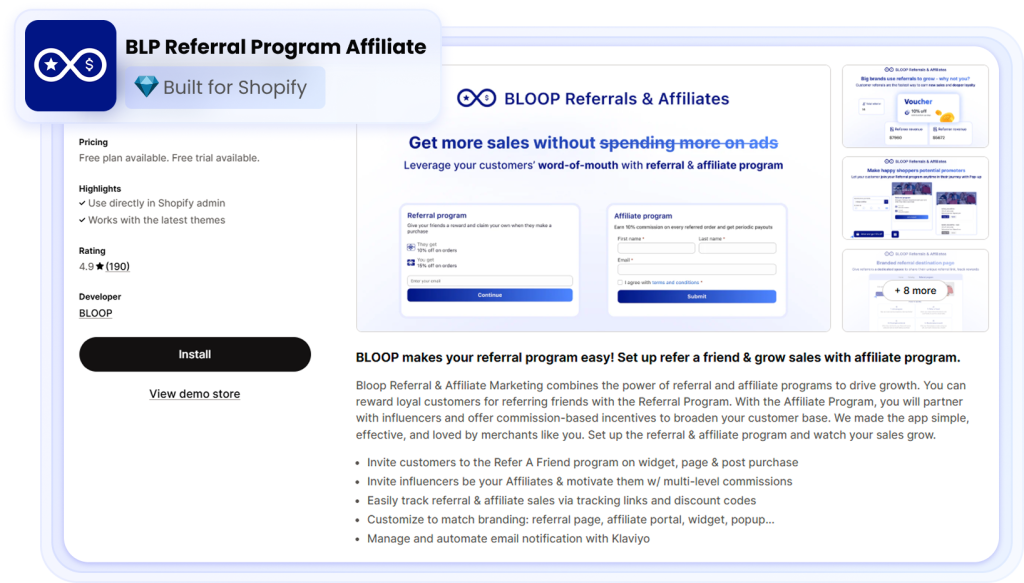Install bloop from Shopify app store