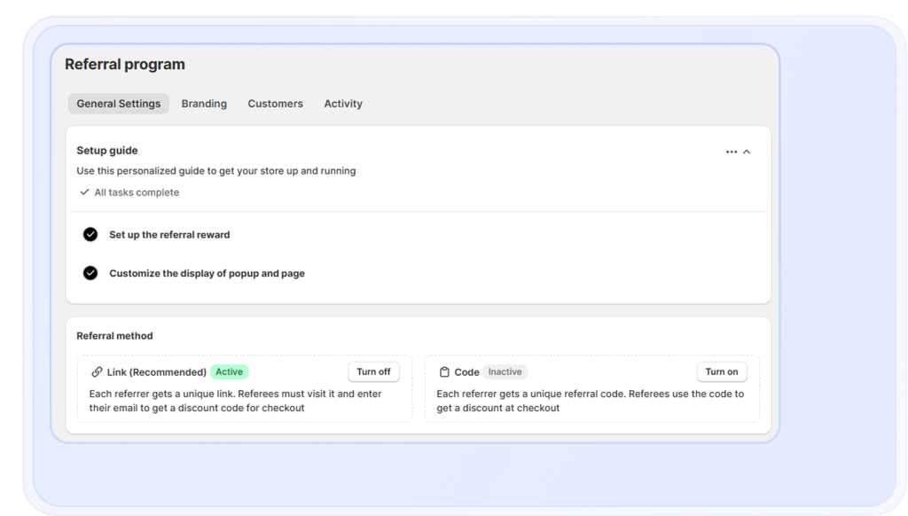 Setup Referral program in Bloop
