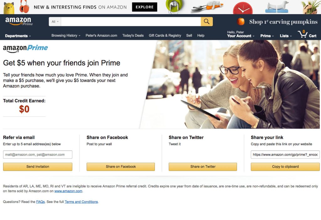 Amazon referral program example