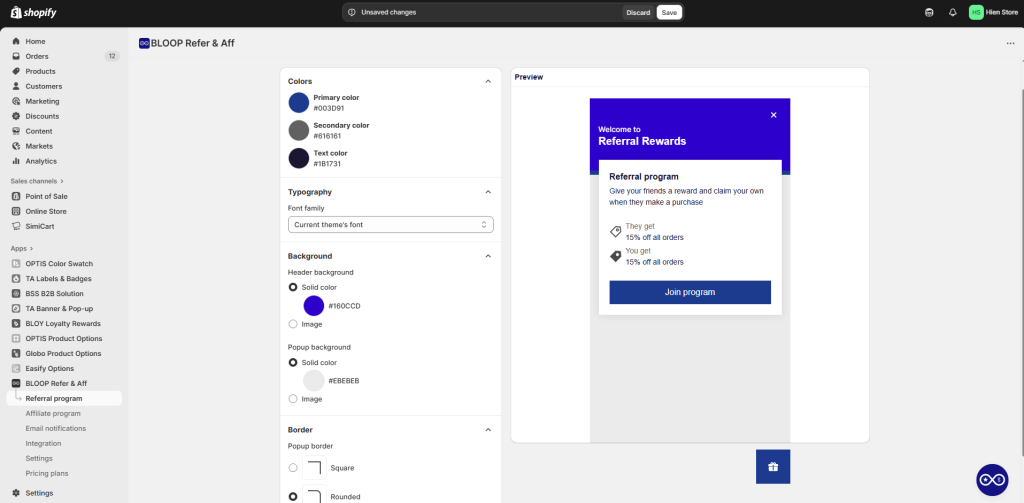 Bloop referral widget