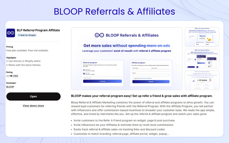 Bloop referrals & afiliates