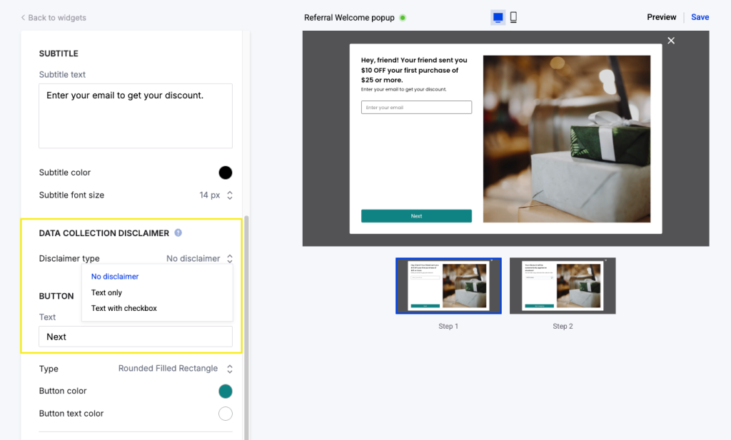 Yotpo referral widget