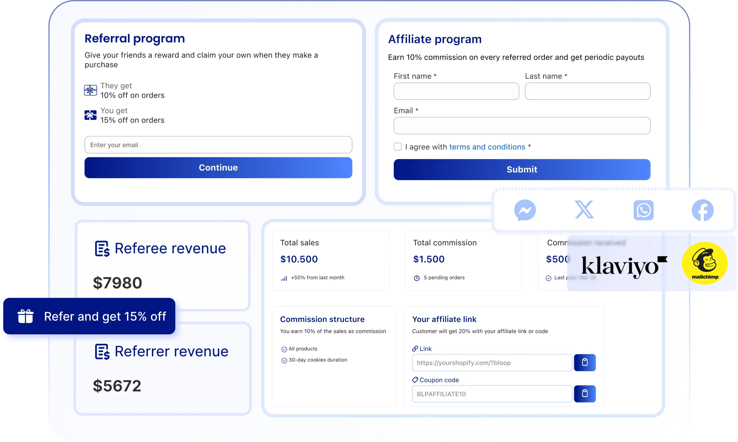 Bloop referrals & afiliates program app for Shopify