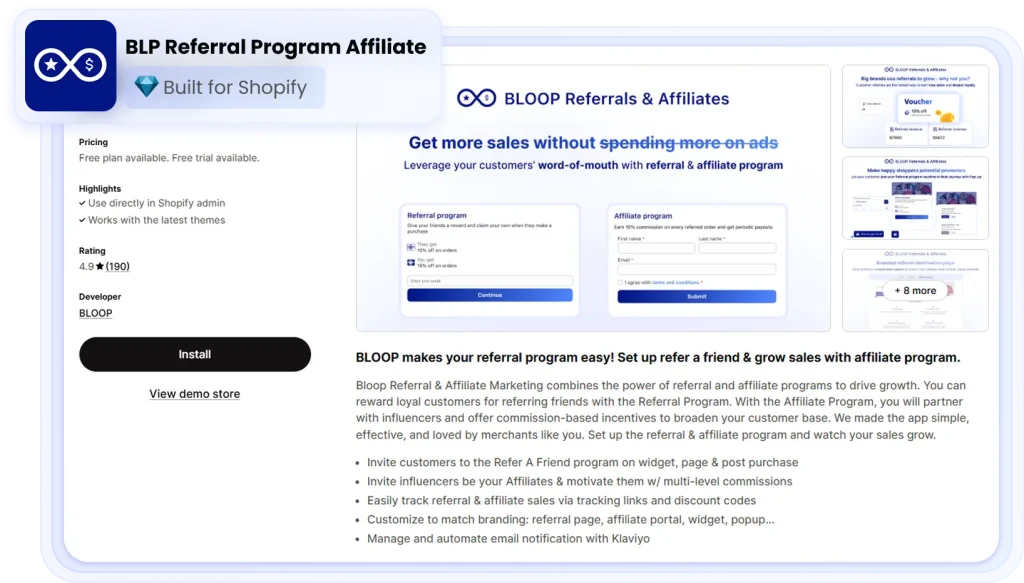 Install Bloop from Shopify app store