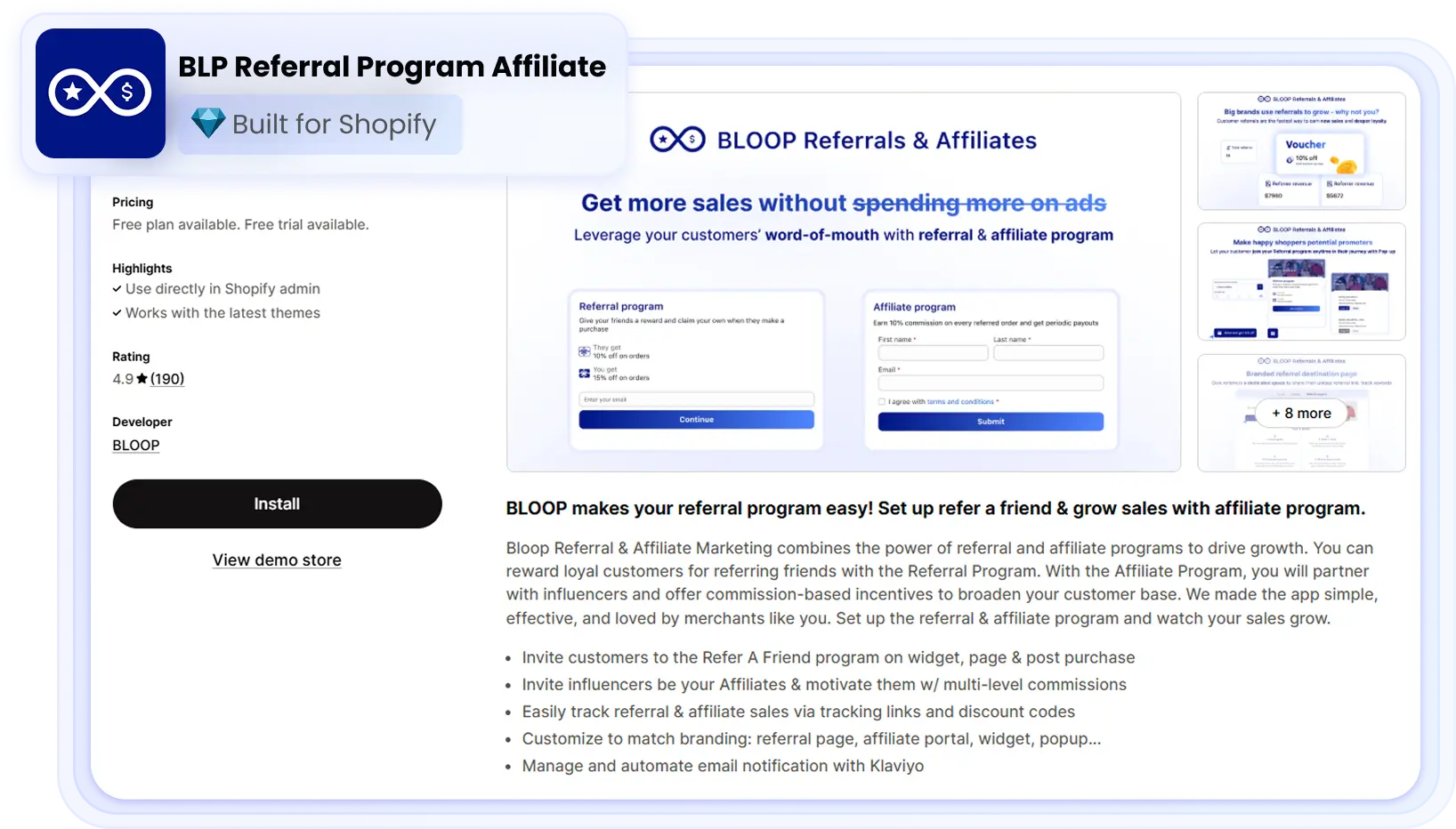 Install Bloop from Shopify app store