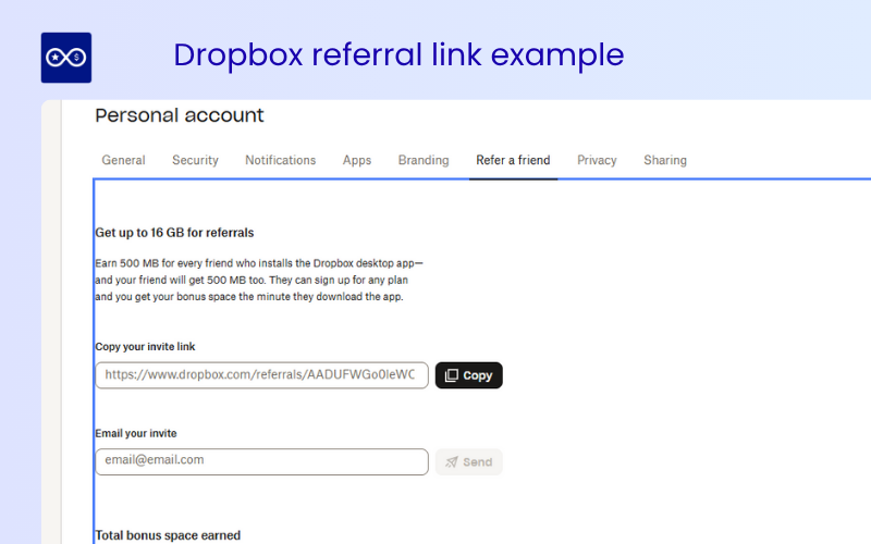 Dropbox referral link example