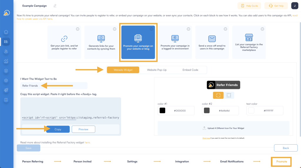 Referral Factory Widget
