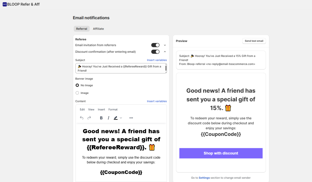 Bloop referral message template