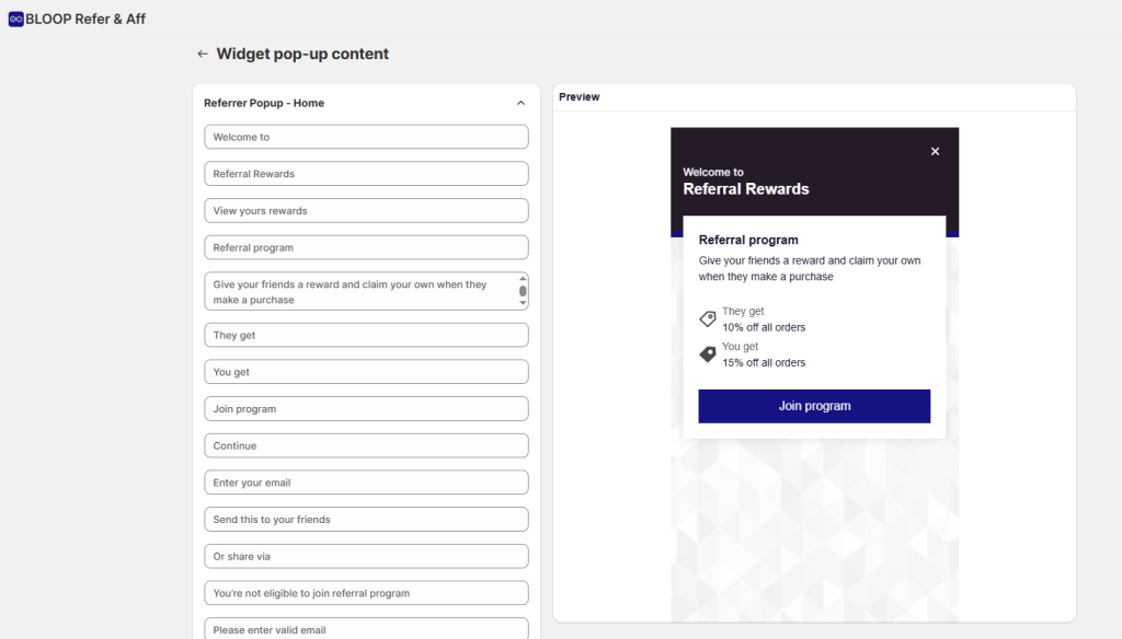 Setup widget button content