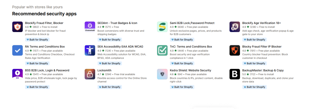 Shopify security app