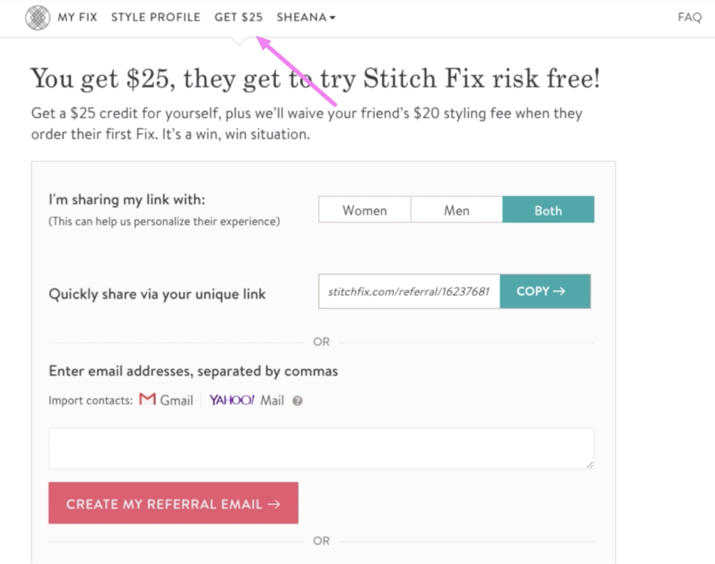 Stitch fix referral rewards